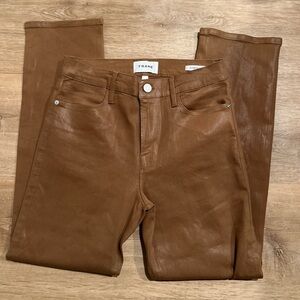 Frame Denim Tan Leather Pants